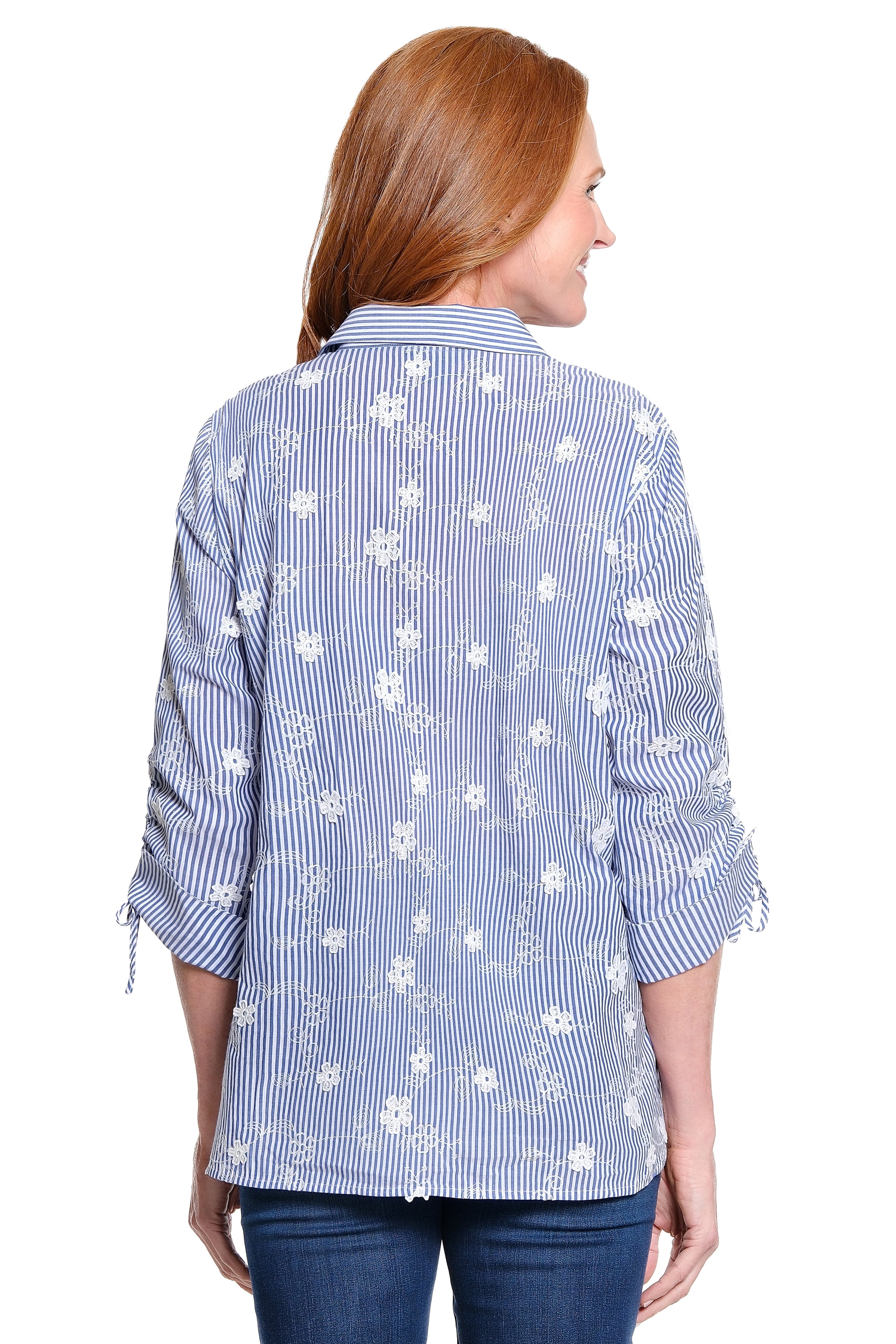 Embroidered Button Front Tunic - Floral Multi