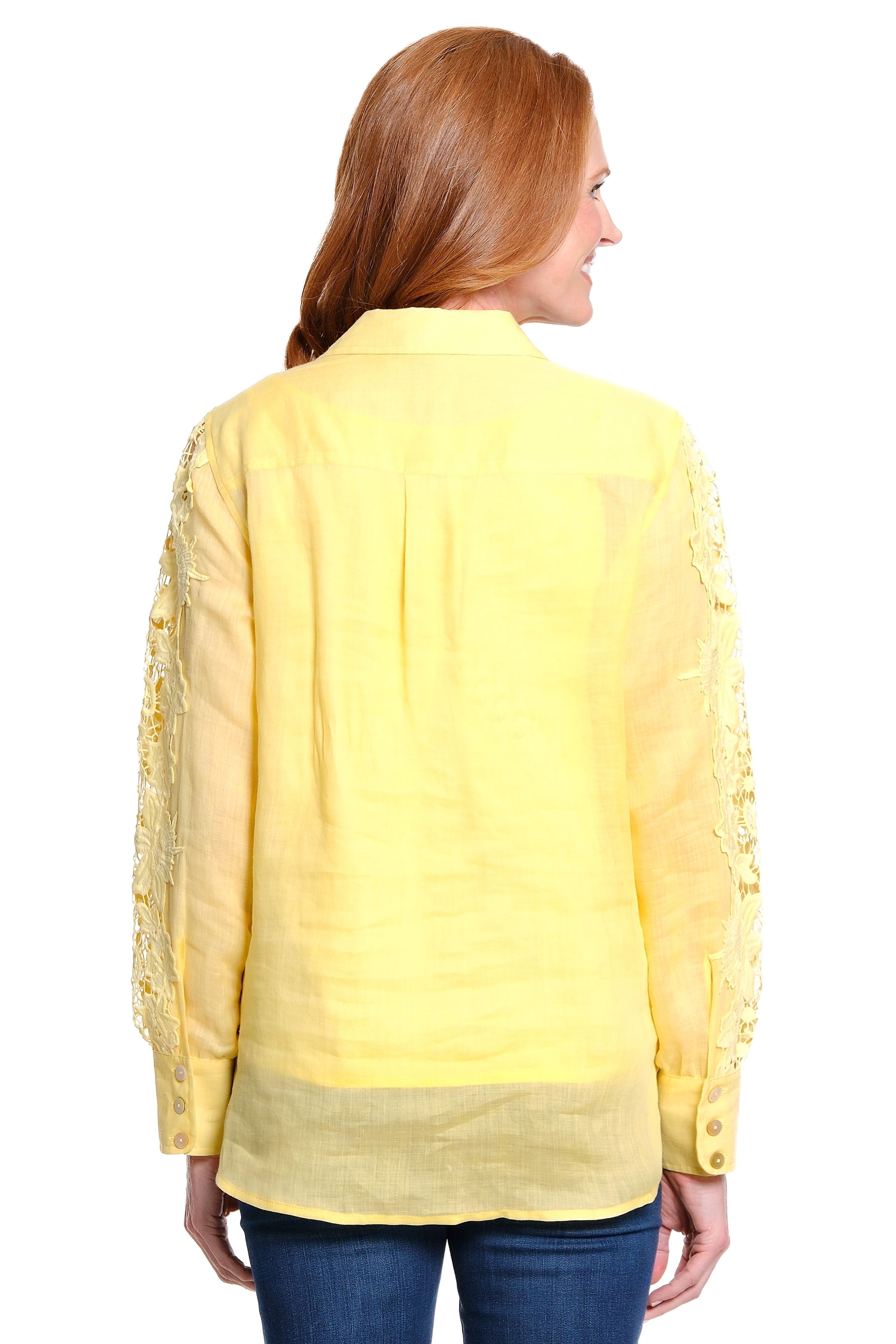 Lace-Detail Tunic with Woven Layered Tank - Butter