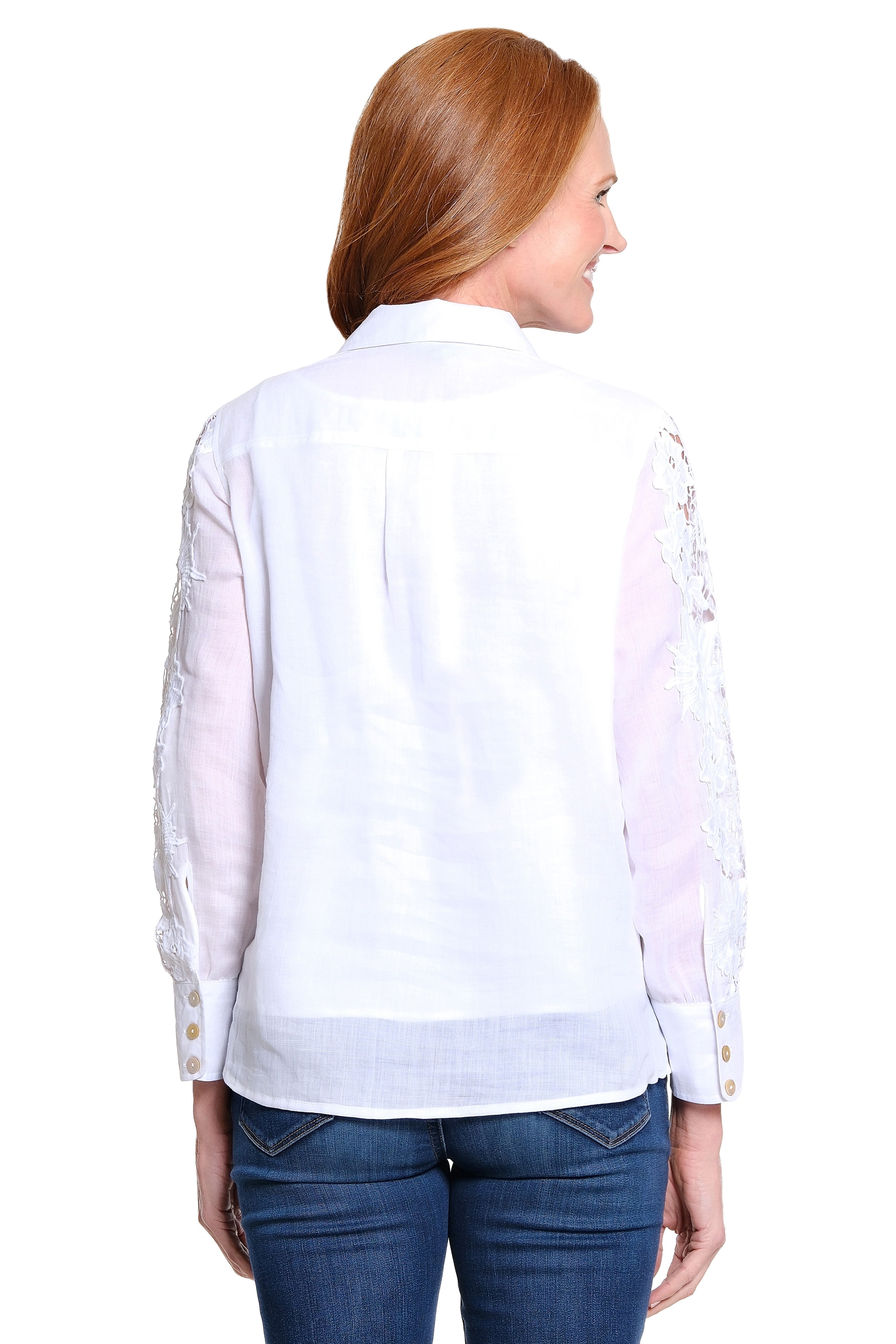 Lace-Detail Tunic with Woven Layered Tank - White