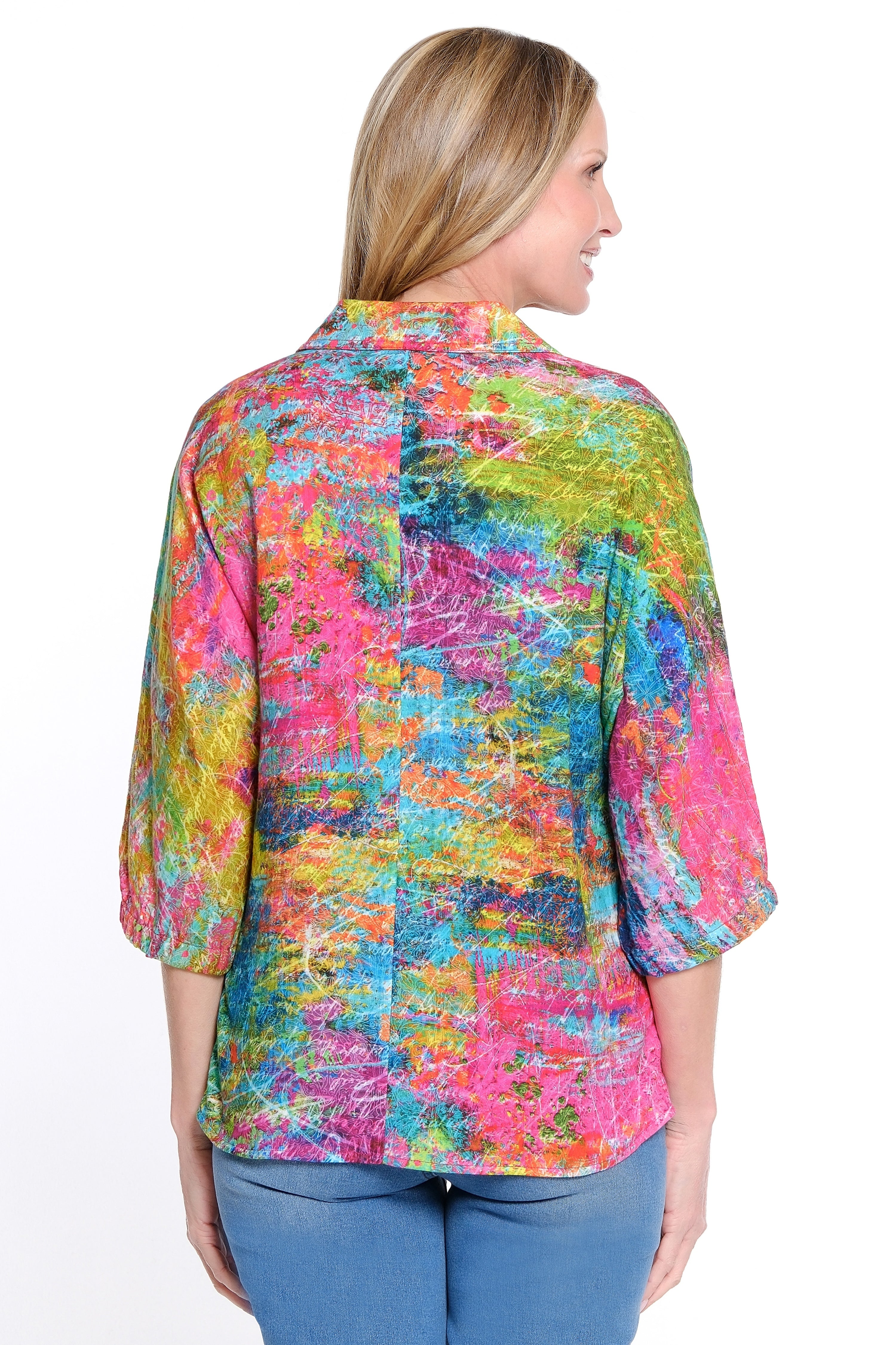 Popover Tunic with Dolman Sleeves - Abstract Multi
