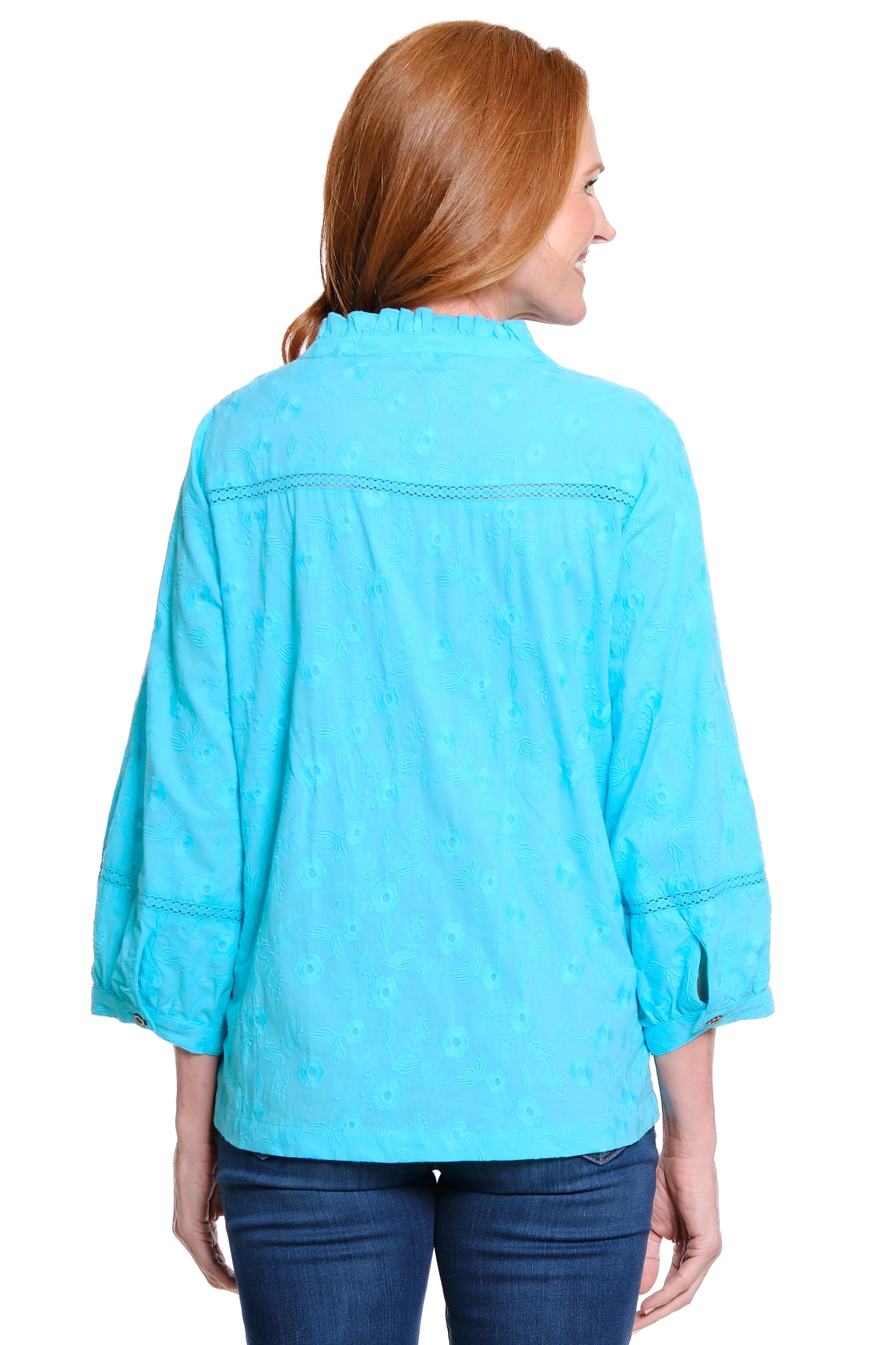 Allover Eyelet Embroidered Tunic - Aqua