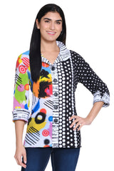 Woven Single Button Front Jacket - Women's - Multi