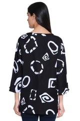 Woven Button Front Blouse - Women's - Black/White