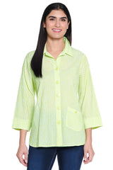 Woven Button Front Blouse - Women's - Soft Lime
