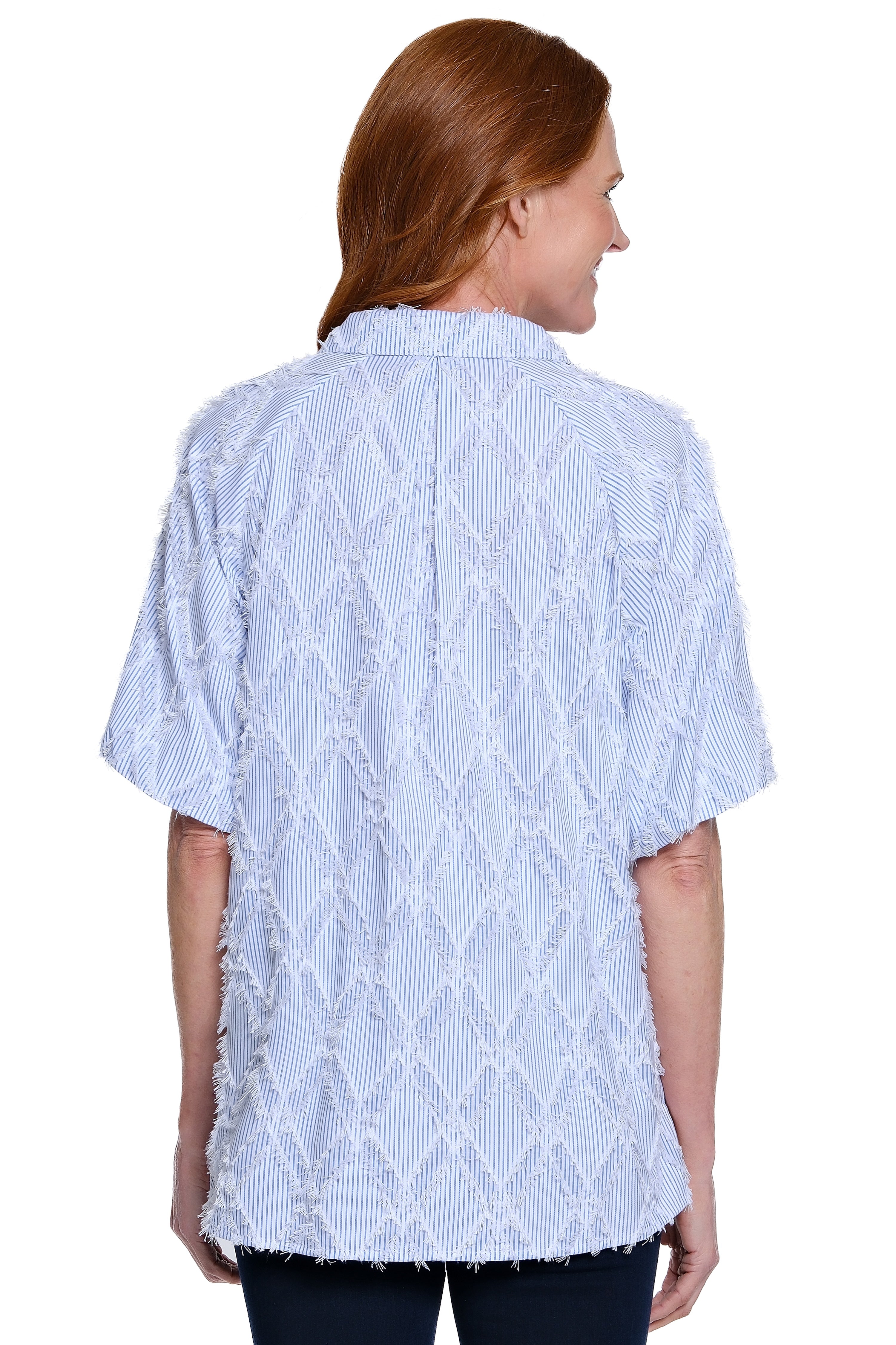 Clipped Jacquard Tunic - Plus - Sky Blue
