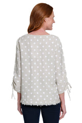 Linen Blend Tunic with Fringe Trim - Petite - Flax