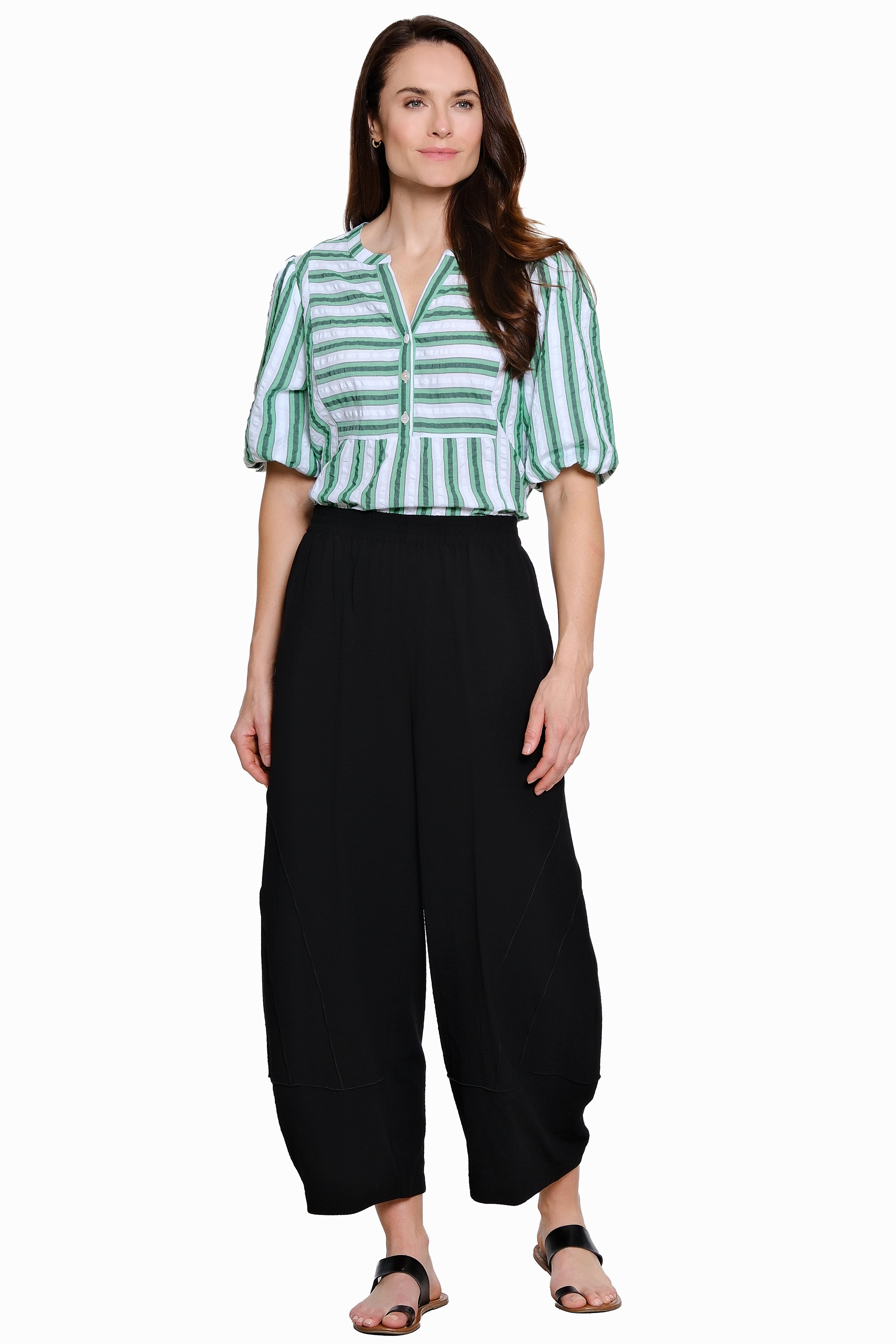 Woven Pull-On Elastic Pant - Petite - Black