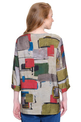 Woven Popover Tunic with Pockets - Petite - Abstract Multi