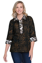 Woven Jacquard Tunic - Petite - Multi Animal Print