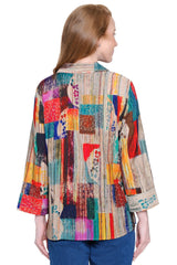 Woven Button-Front Tunic - Petite - Abstract Multi