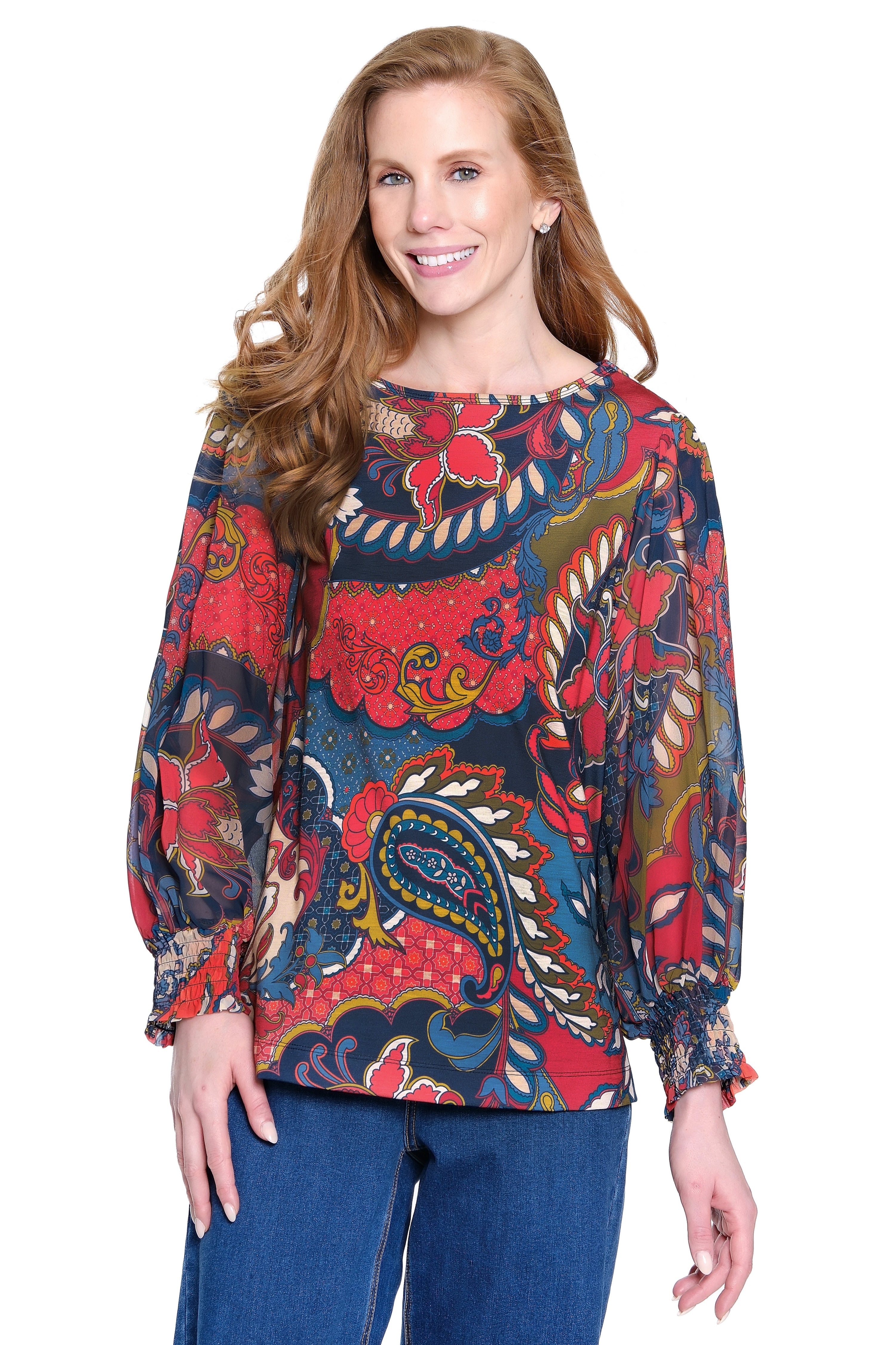 Print Popover Tunic - Leaf Multi