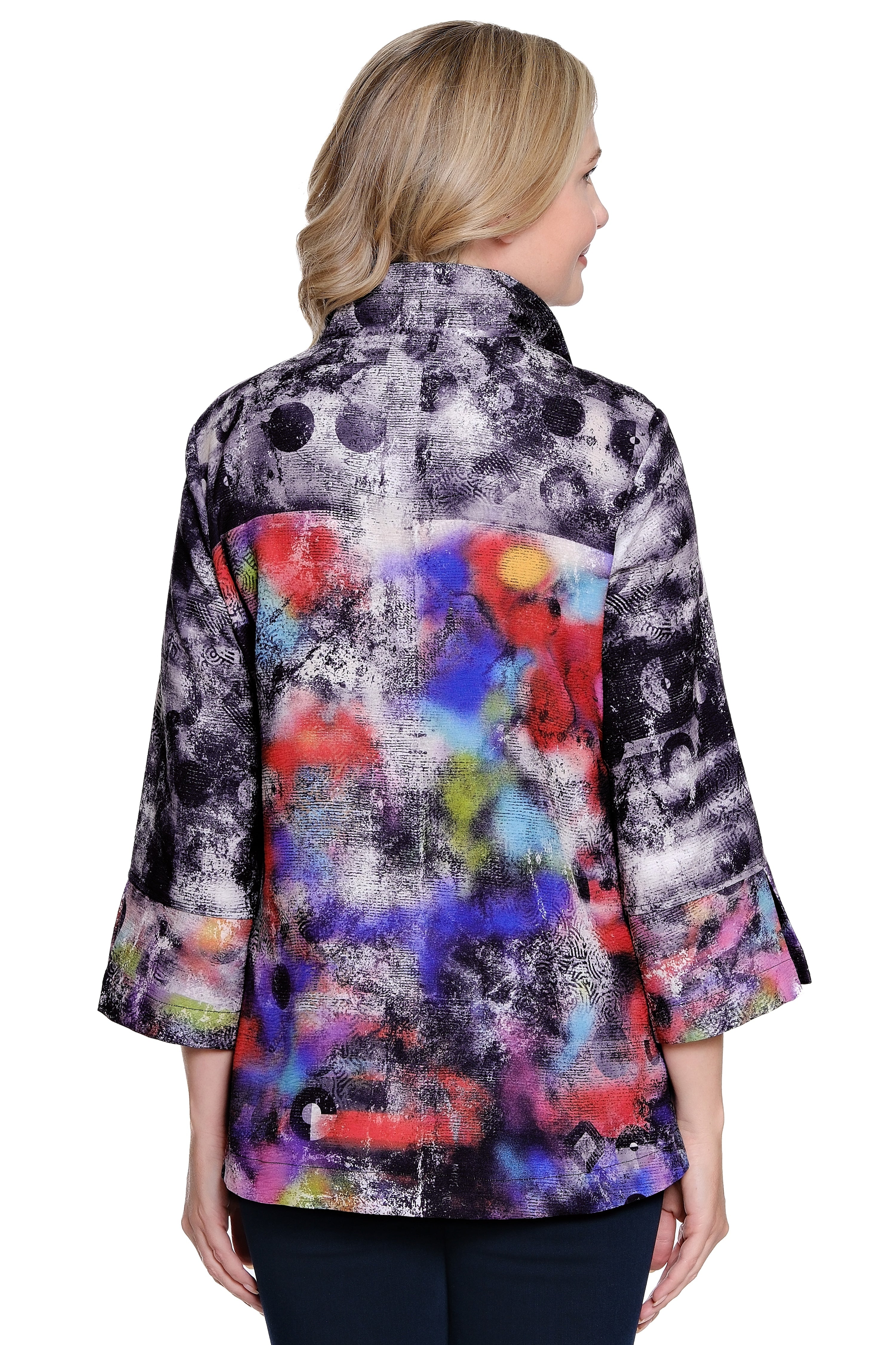 Woven Jacket with Wire Collar - Abstract Multi