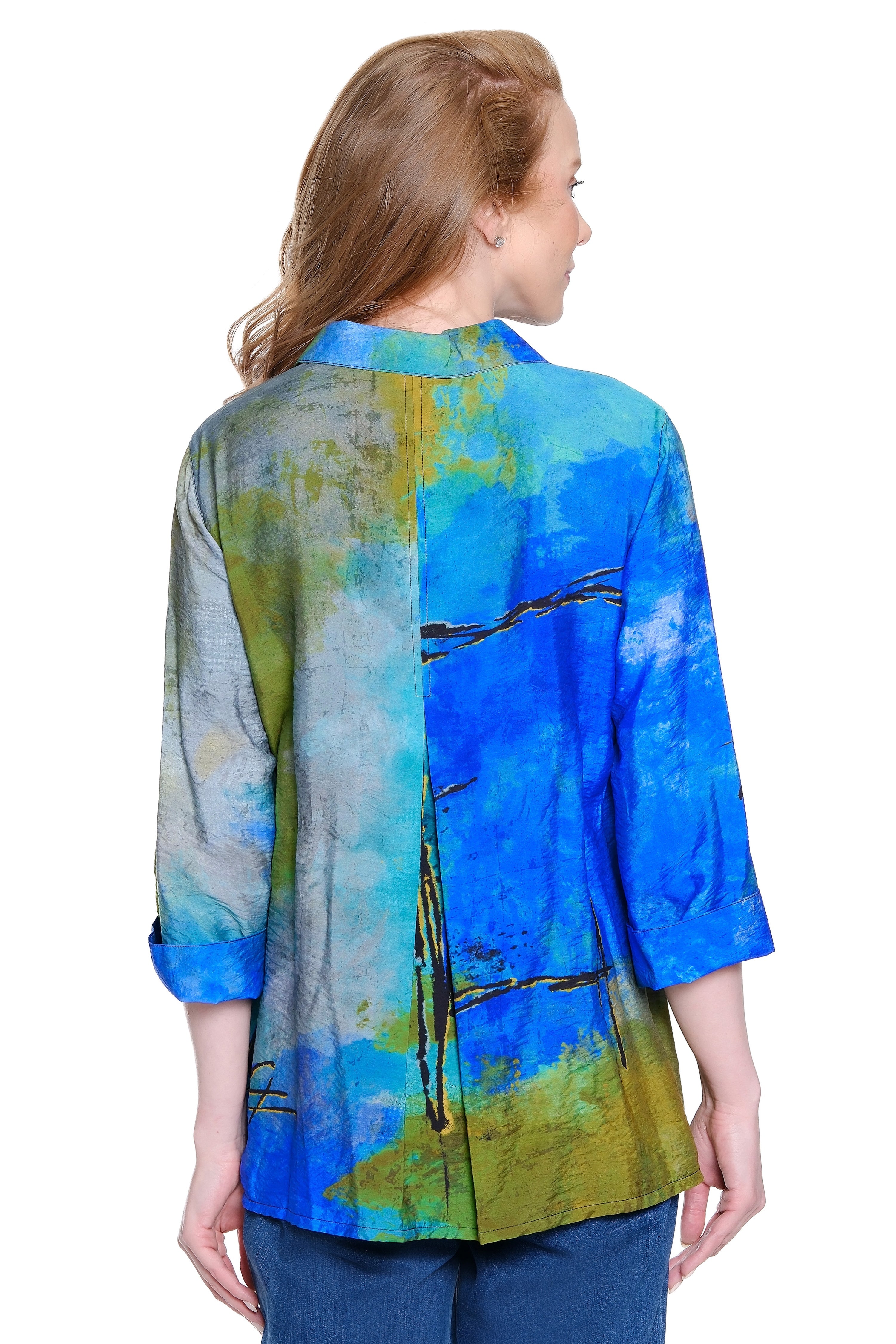 Woven Abstract Tunic - Petite - Blue Multi