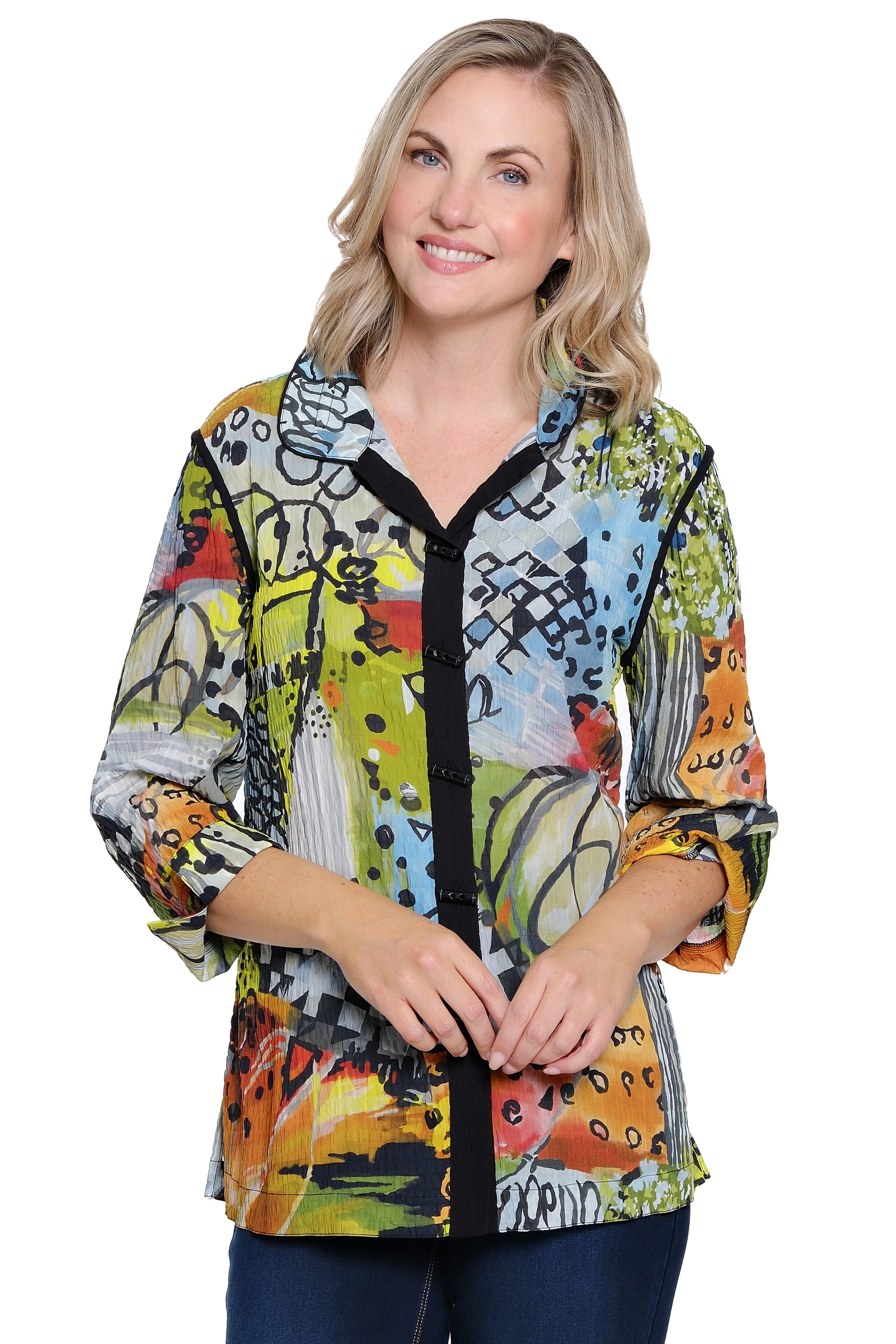 Textured Woven Tunic - Plus - Abstract Multi