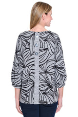 Brushed Knit Popover Tunic - Petite - Black Print