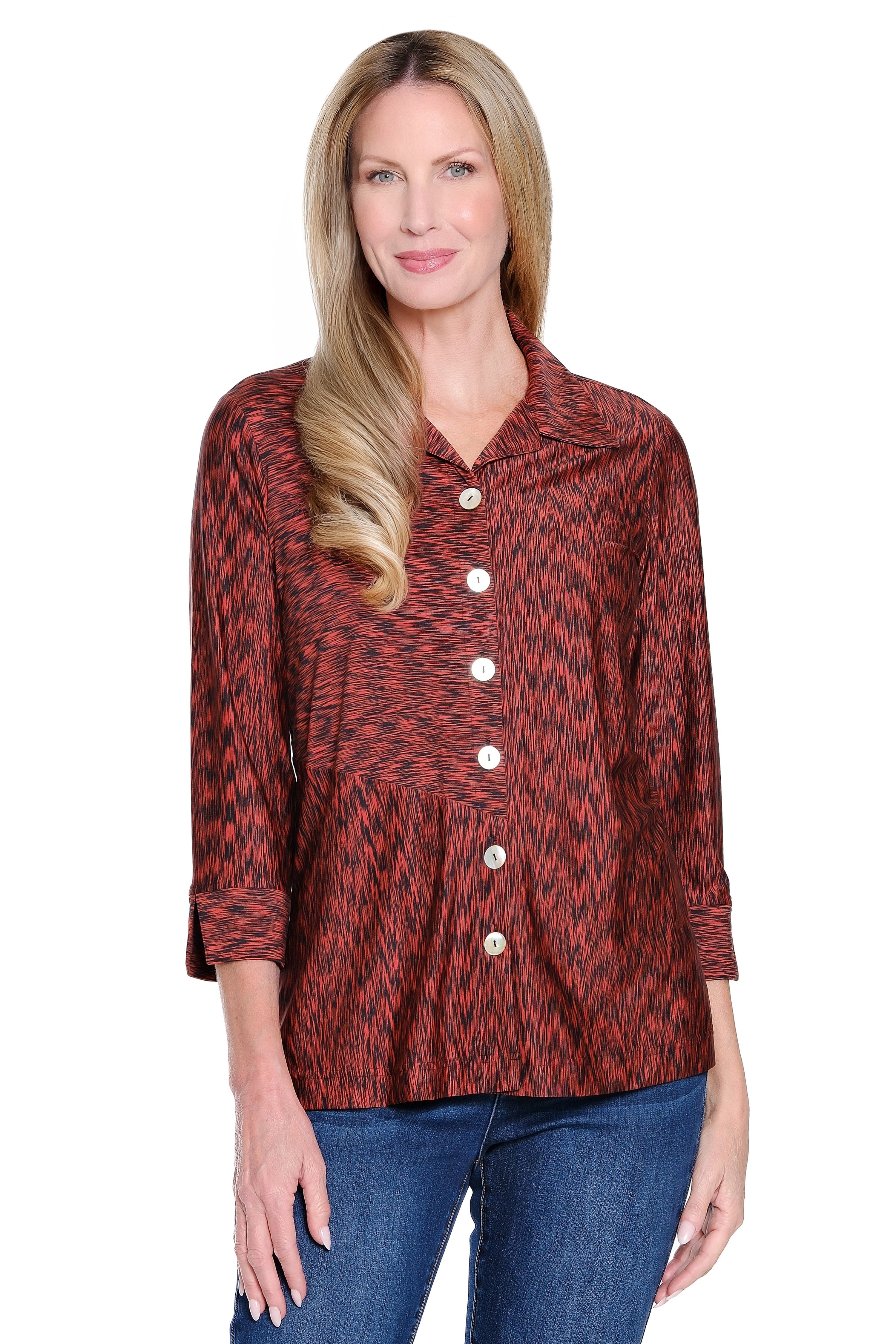 Knit Tunic with Back Button - Spice