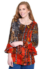 Knit Popover Print Tunic - Petite - Multi