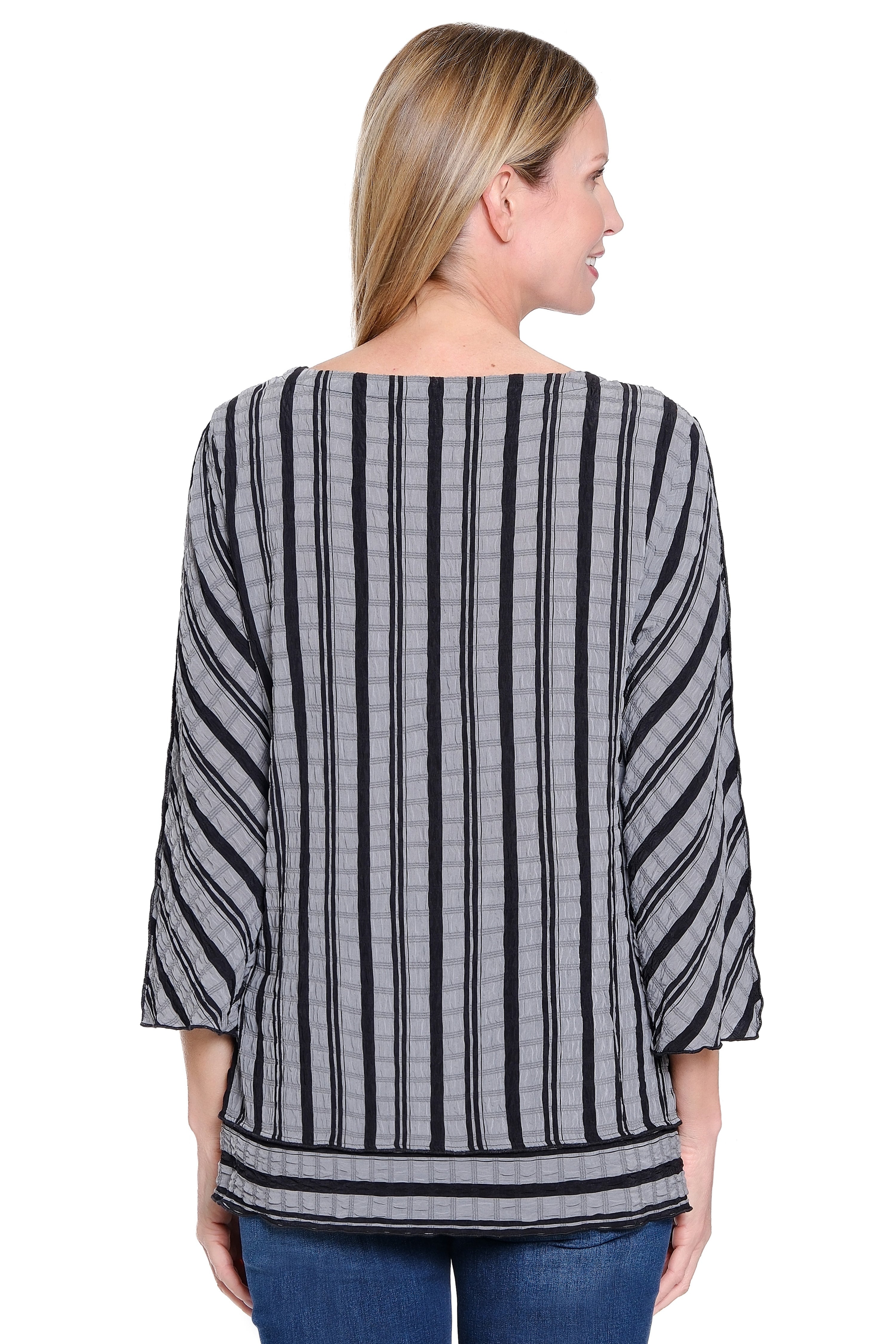 Textured Yarndye Woven Tunic - Ash
