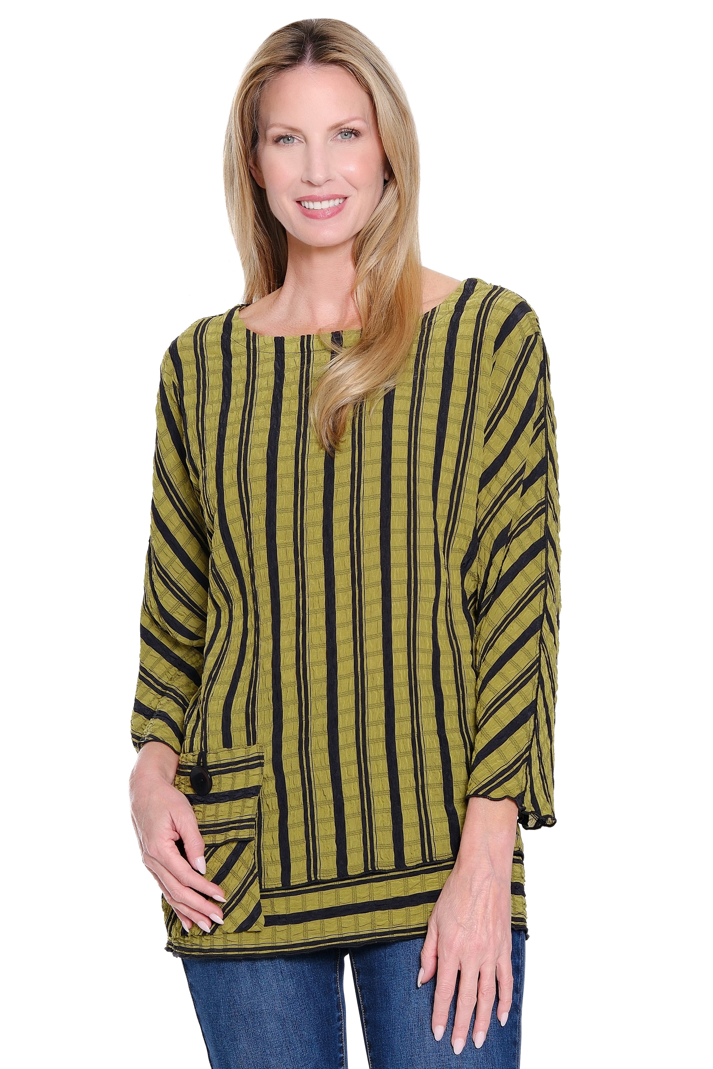 Textured Yarndye Woven Tunic - Plus - Harvest