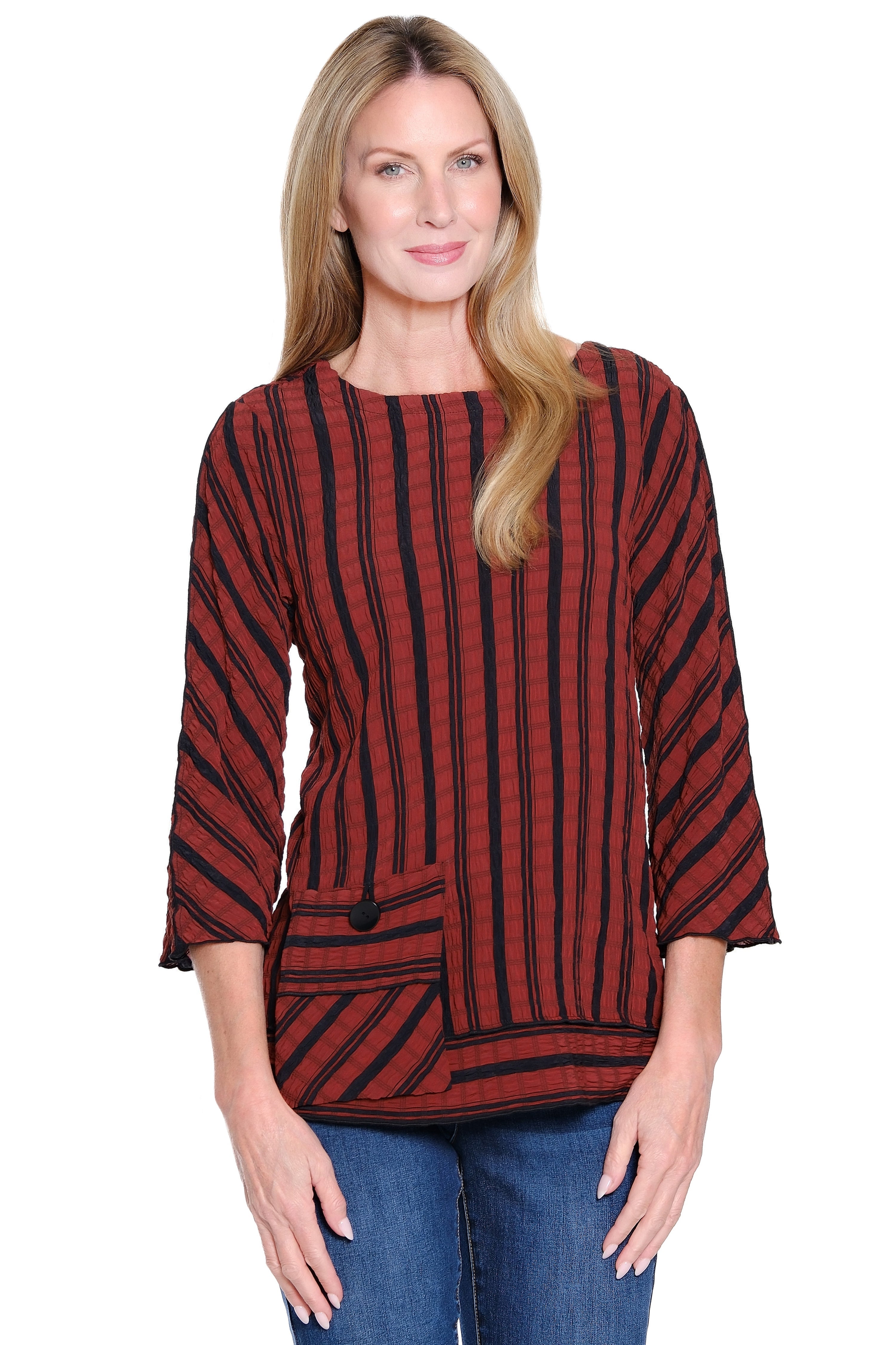 Textured Yarndye Woven Tunic - Spice