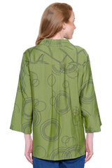 Stretch Woven Print Tunic- Plus - Olive