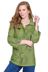 Stretch Woven Print Tunic- Plus - Olive