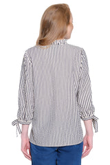 Popover Top with Ruffle Detail - Petite - Stripe