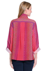 Woven Button-Front Tunic with Wire Neck - Petite - Multi