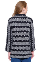 Woven Jacquard Tunic with Wire Collar - Petite - Black/White