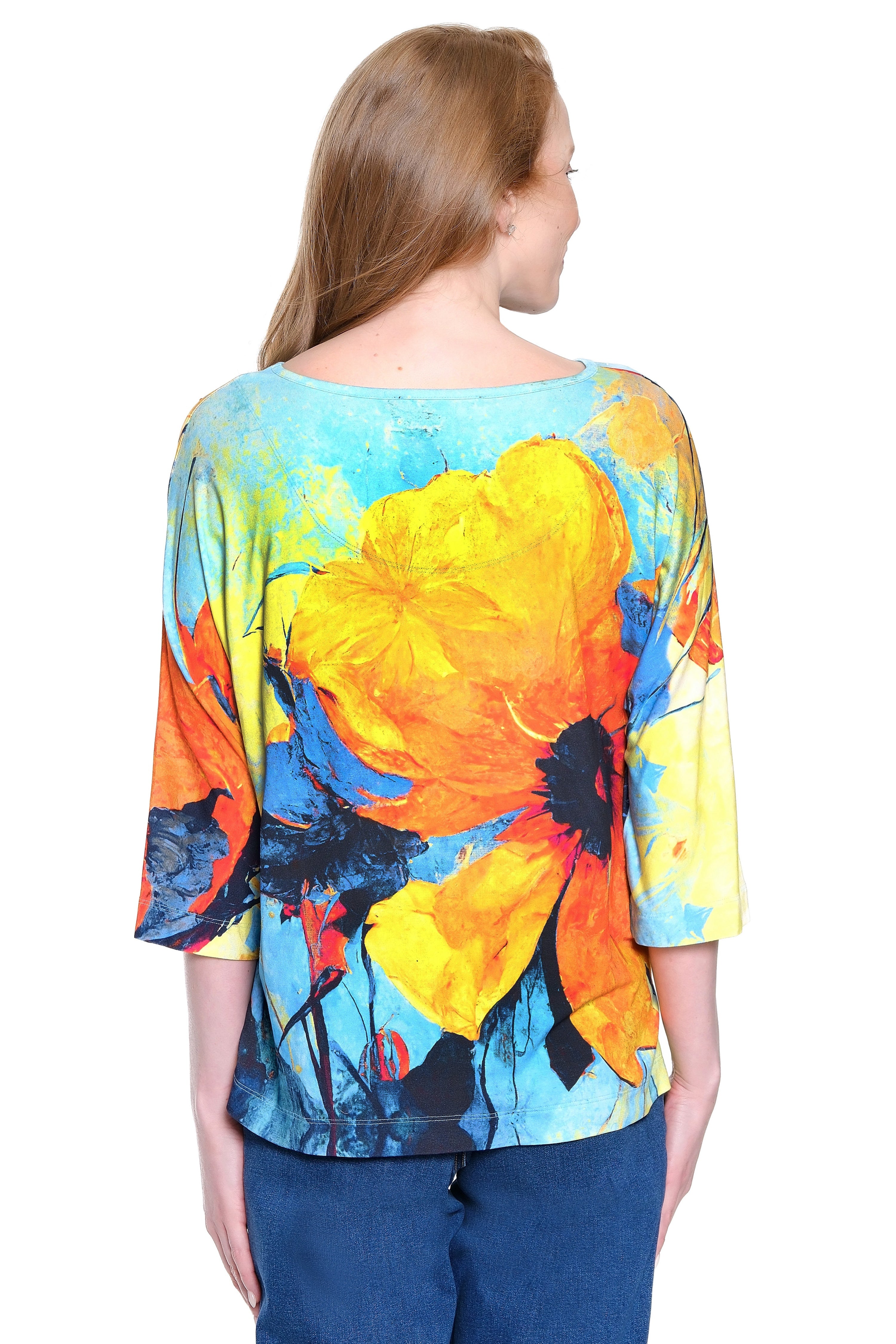 Knit Tunic with Gel Dot Details - Warm Flower