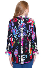 Woven Wire Neck Tunic - Petite - Abstract Multi