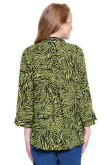 Woven Tunic with Cuff Sleeves - Plus - Citron