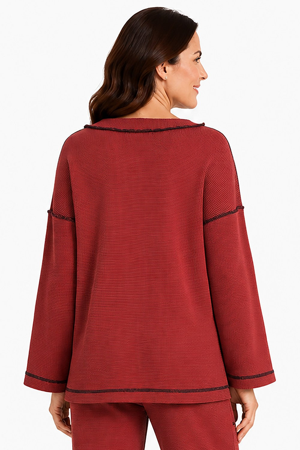 Ali Miles Paprika Textured Knit Popover - Missy