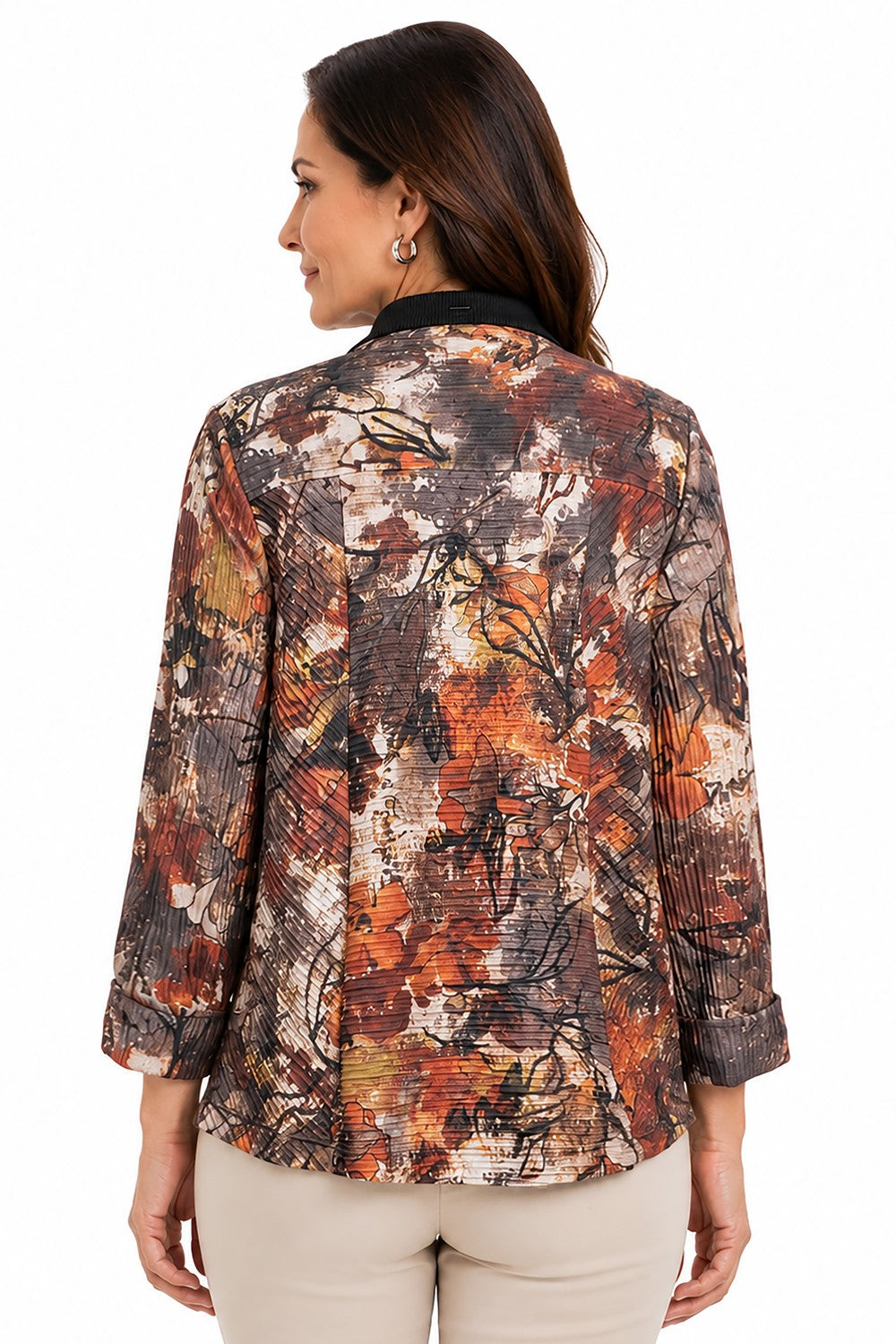 Ali Miles Rustic Orange Knit Zip-Front Jacket - Missy