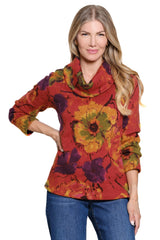 Cowl Neck Print Tunic - Plus - Floral Multi