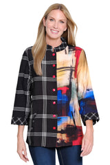 Mixed Print Tunic - Plus - Abstract Multi