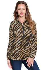 Print Zip Front Tunic - Petite - Zebra