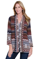 Print Knit Cardigan - Plus - Faded Orange