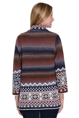 Print Knit Cardigan - Plus - Faded Orange