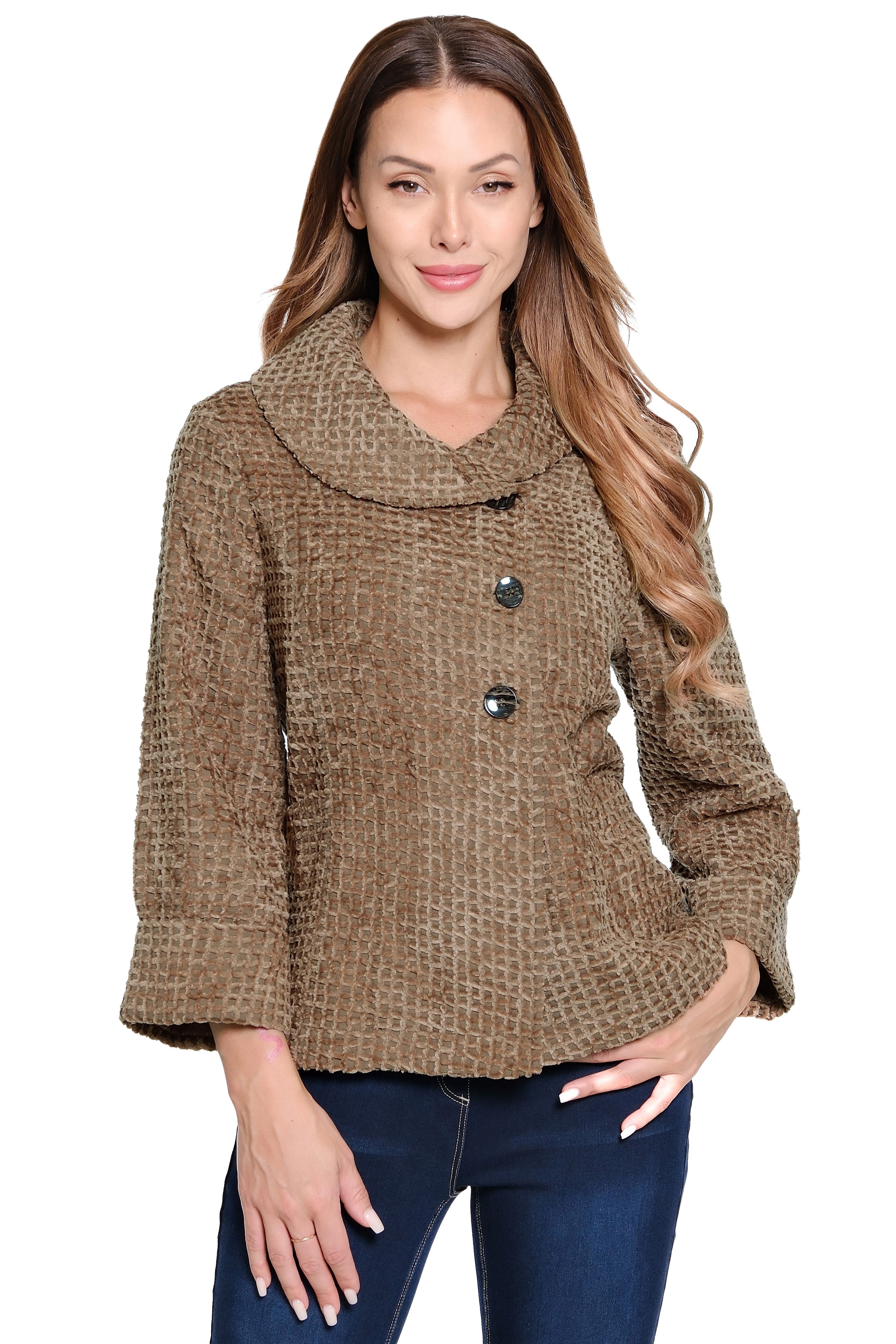 Chenille Shawl Jacket - Truffle