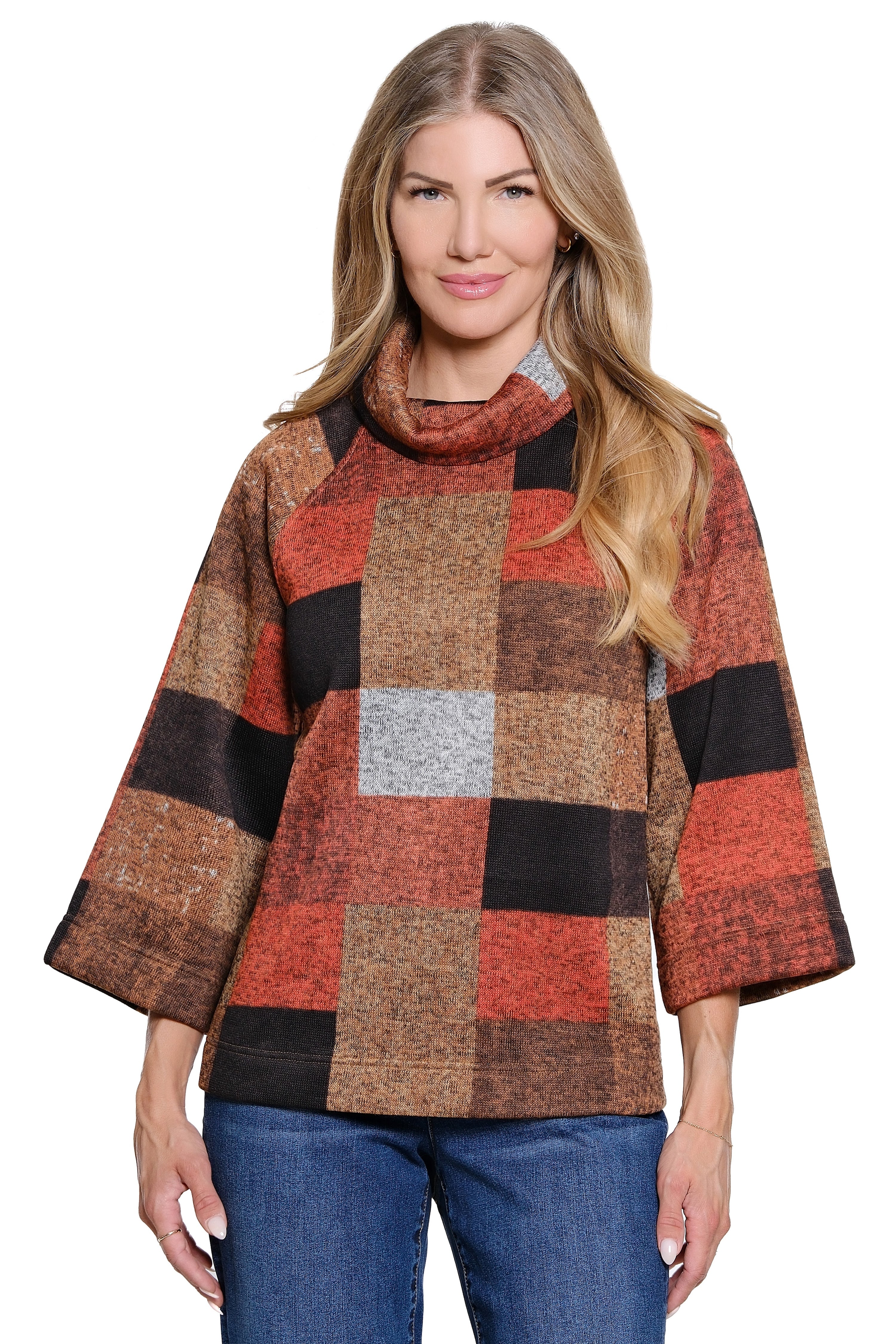 Woven Popover Tunic - Plaid Multi
