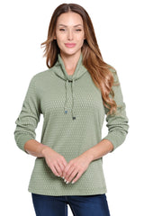 Textured Cowl Neck Tunic - Petite - Sage