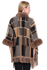 Plush Trim Jacket - Plus - Plaid Multi