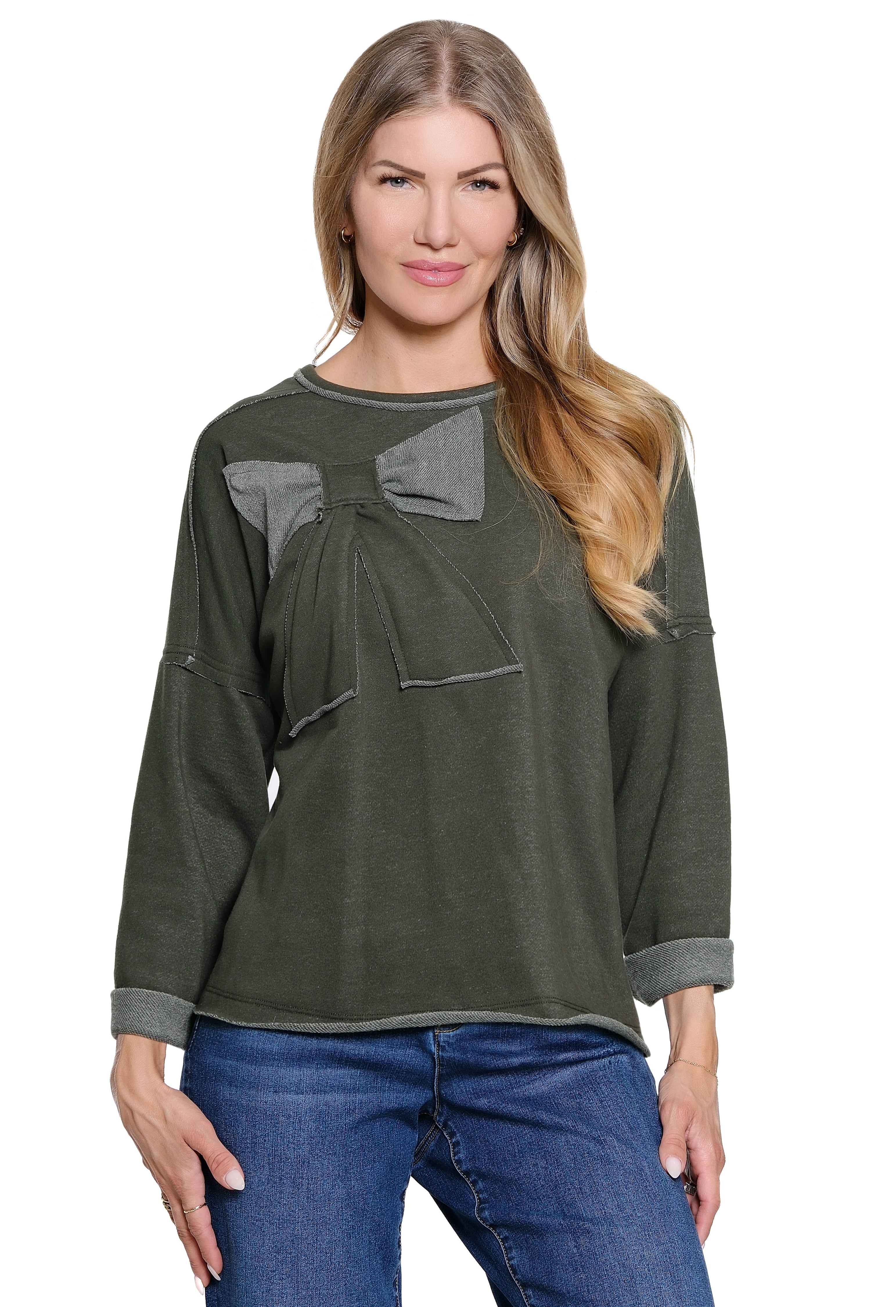 Bow Knit Top - Dark Olive