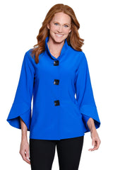 Knit Button-Front Jacket - Plus - Royal