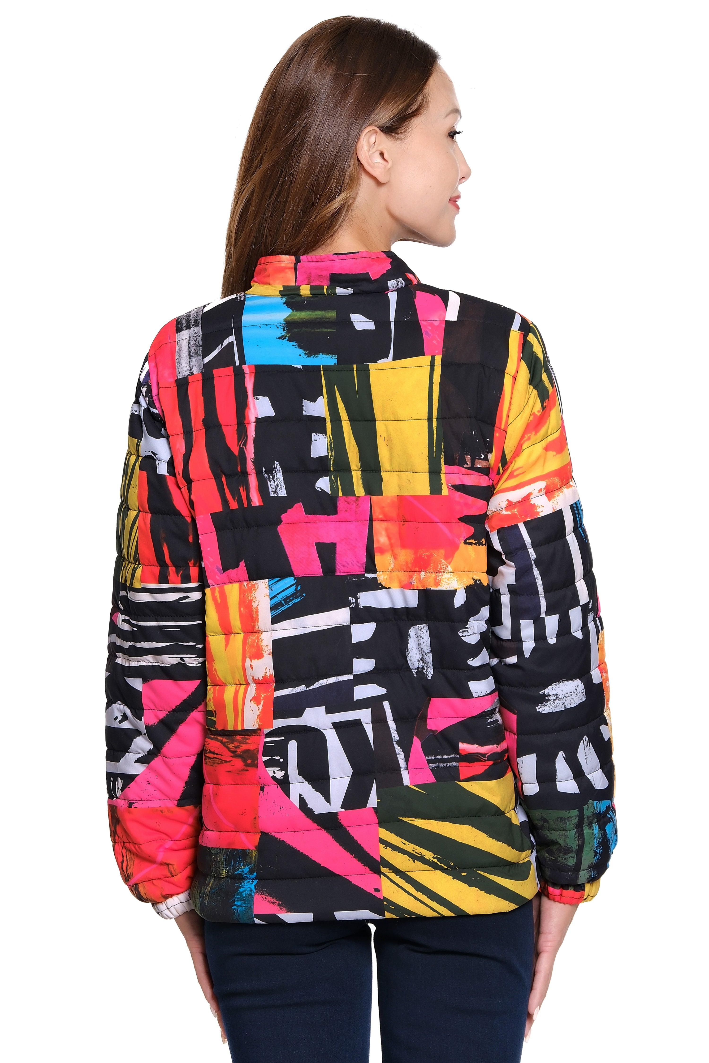 Reversible Quilted Jacket - Petite - Abstract Multi