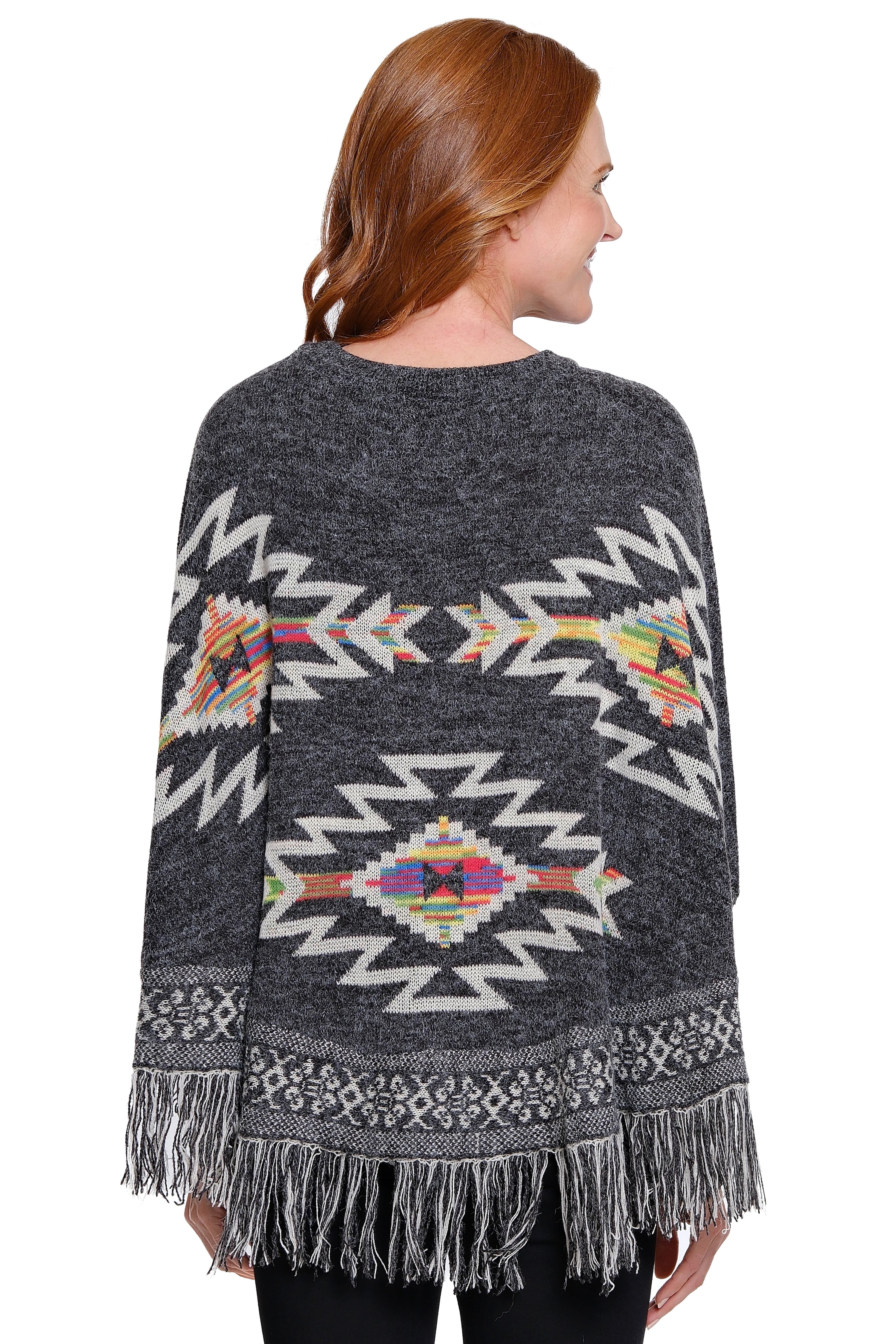 Knit Poncho Sweater - Medium Heather Grey