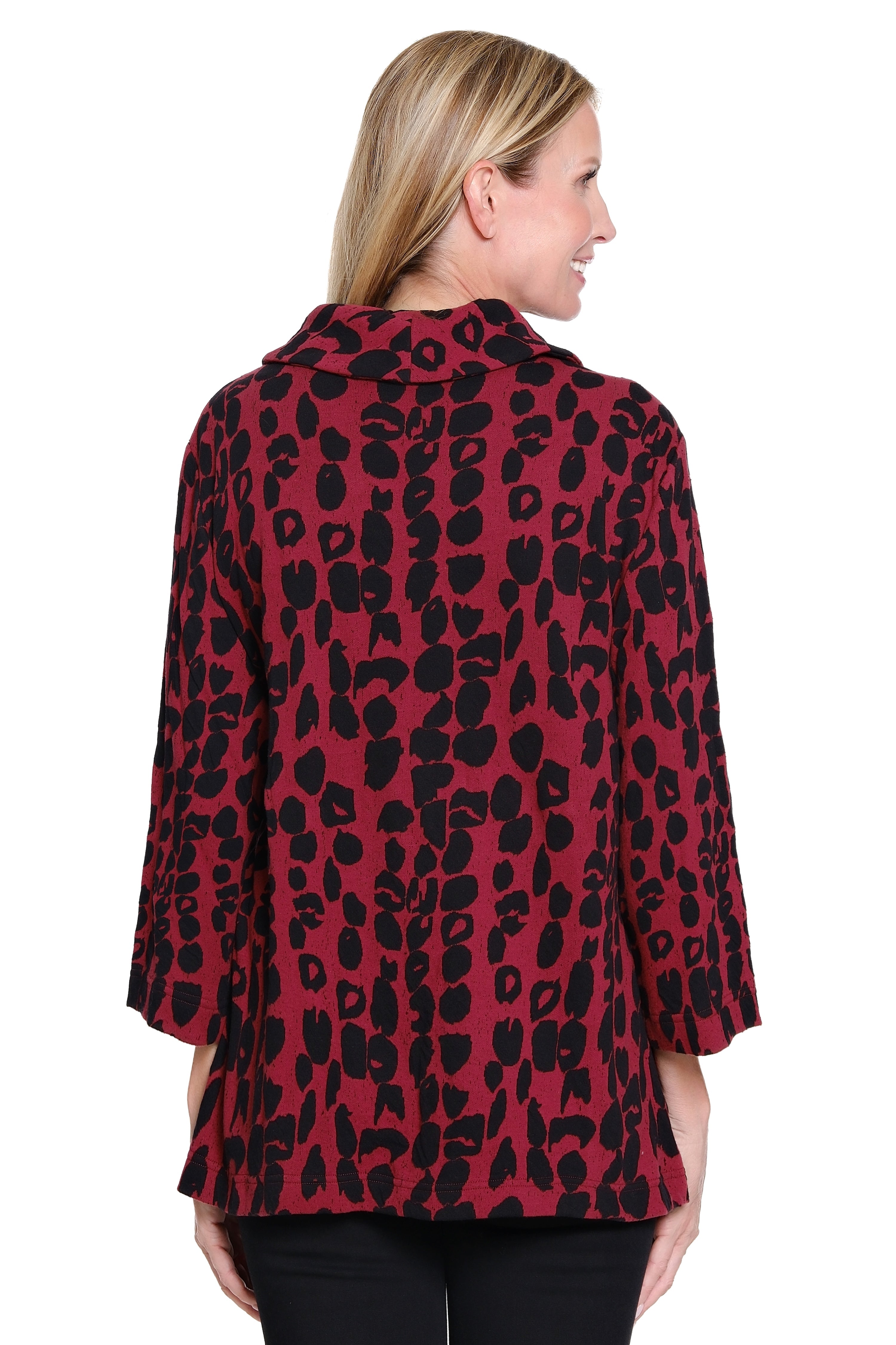 Jacquard Cowl Neck Tunic - Plus - Cranberry