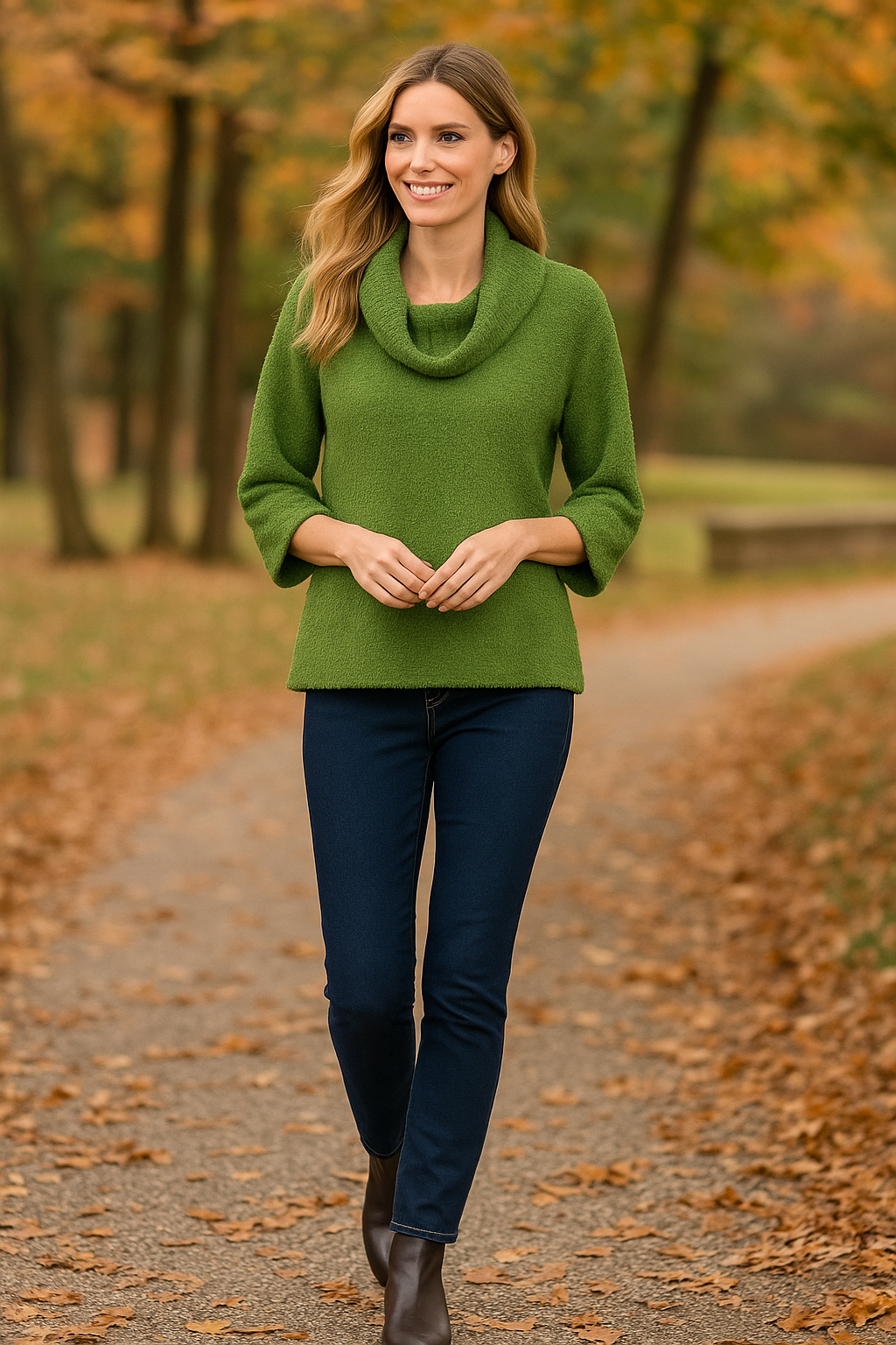 Textured Knit Tunic - Dark Green