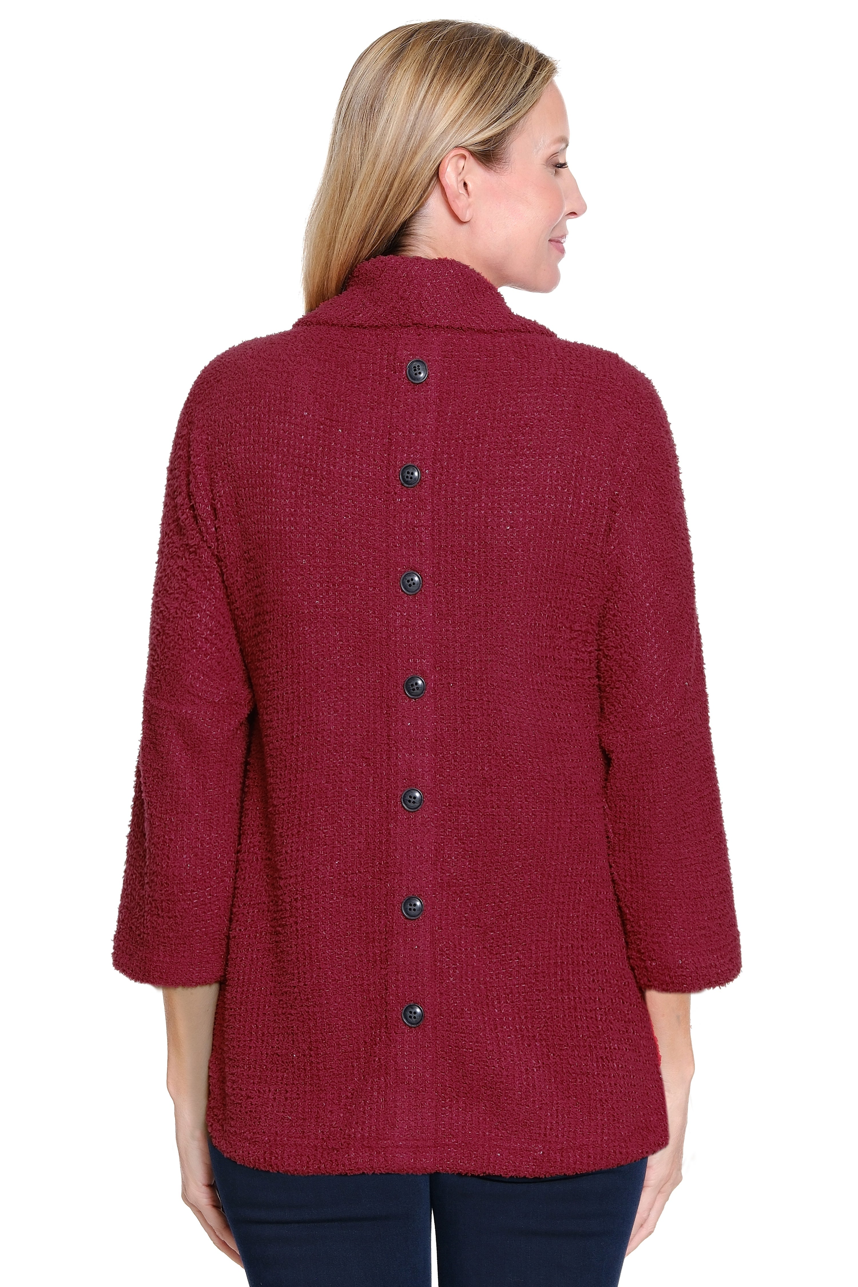 Textured Knit Tunic - Petite - Cranberry